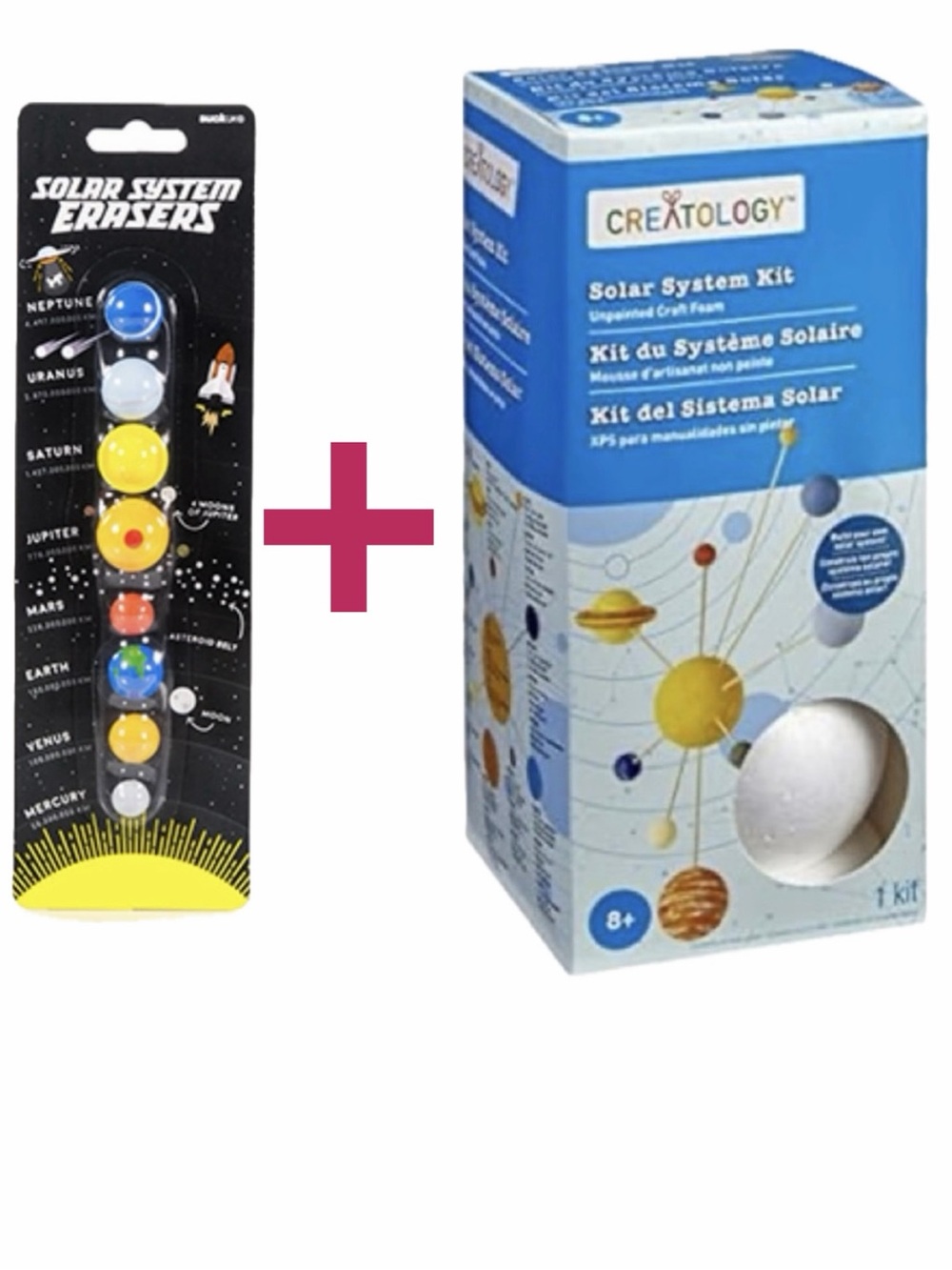 NIB Solar System Eraser Set + NIB Unpainted Solar System Kit by Creatology